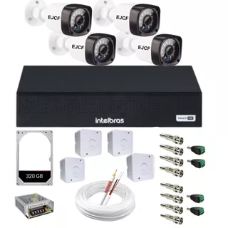 Kit 4 Câmeras Segurança Residencial Dvr 1004 Intelbras Com Acesso Via Celular