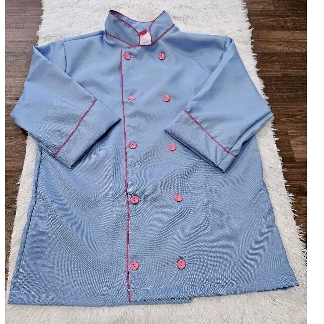 dolma chef uniforme feminina azul com pink