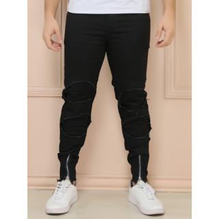 Calça Super Skinny Masculina Com Lycra Jeans Ziper na Perna