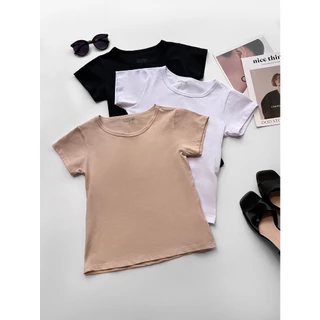 kit 3pcs camiseta blusa feminina basica gola careca algodao