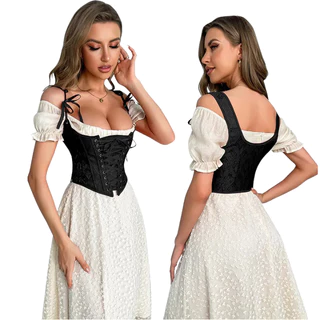 Cropped Corset Blusa Bustier Top Floral Laço Zíper Lateral