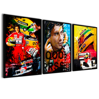 Kit 3 Quadros Decorativos Ayrton Senna Fórmula 1 Piloto