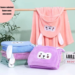 💓Toalha de Banho  Bebê Com Felpuda Capuz Infantil Recém Nascido com Orelhinha Menino e Menina 138*68cm em Oferta na Shopee