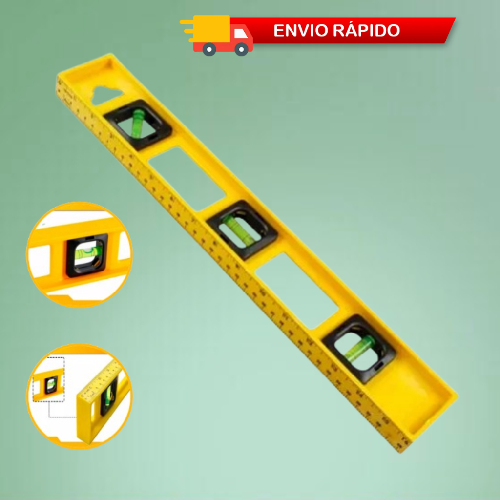 Nivel de Pedreiro de Mão Grande 3 Bolhas C/ Régua Horizontal Vertical ...