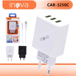 Carregador Celular 3 Entradas USB Fonte Tomada 5.1A Turbo Rápida+Type c cabo