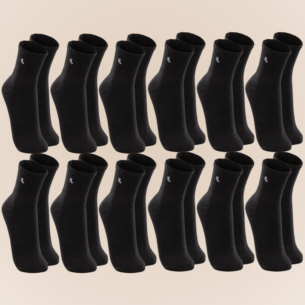 Kit Com 12 Pares Cano Médio Meias Lupo Original Algodão Unissex Masculino E Feminino