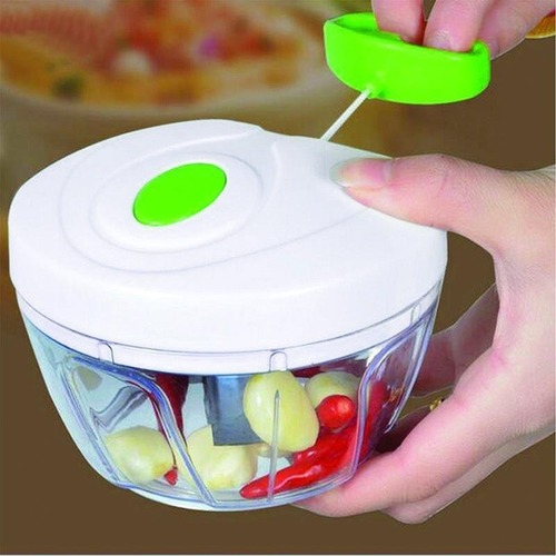 Mini processador manual de alimentos Triturador picador e cortador de temperos com 3 lâminas
