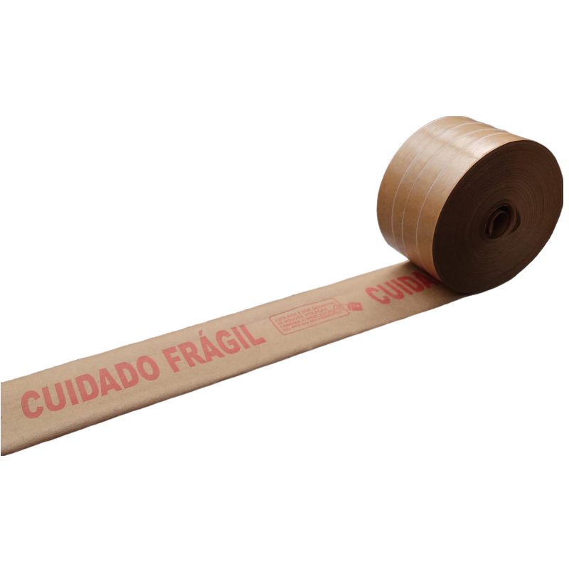 1 Rolo Fita Gomada 80mm Com Reforço 1 Kg Cuidado Fragil