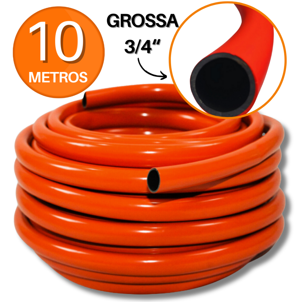 Mangueira GROSSA 3/4x2mm Flexível E Resistente - 10 Metros