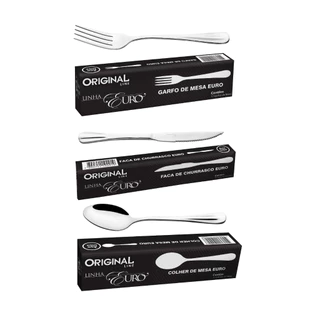 Jogo 36 Peças Garfos, Facas e Colher Inox - Original Line Linha Euro - Bares/Restaurante/Buffet