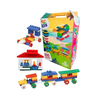 Brinquedo Blocos De Montar Infantil Com Rodinhas 500 peças Menina e Menino