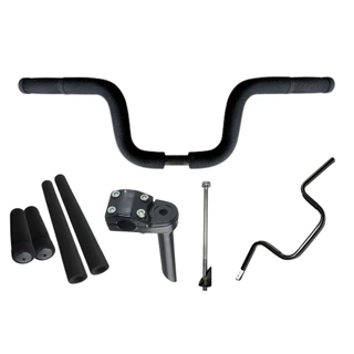 KIT GUIDÃO BICICLETA TIPO CG PRETO COM MESINHA E EXPANDER 21.1 ESPUMA E MANOPLA DO GUIDAO