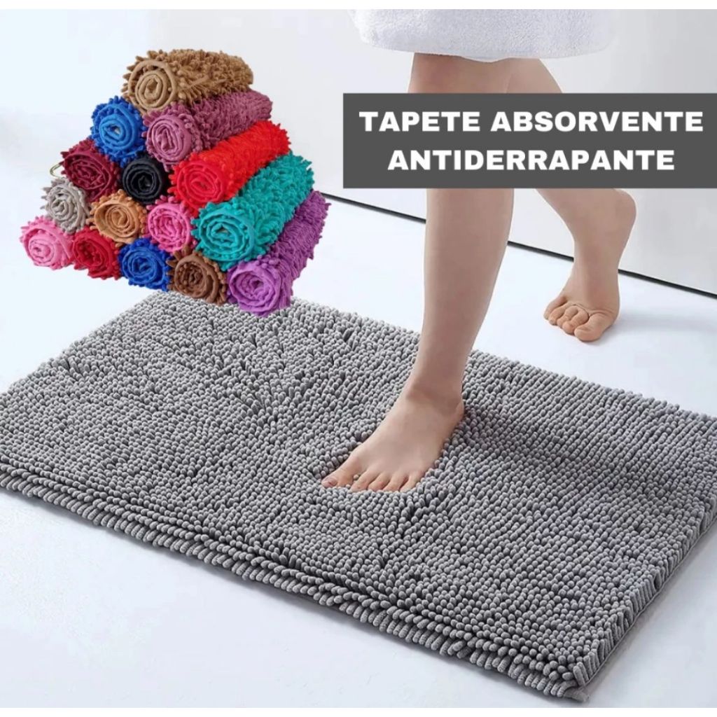 Tapete Para Banheiro Microfibra Antiderrapante Bolinha Cores Sortidas 40cmx60cm