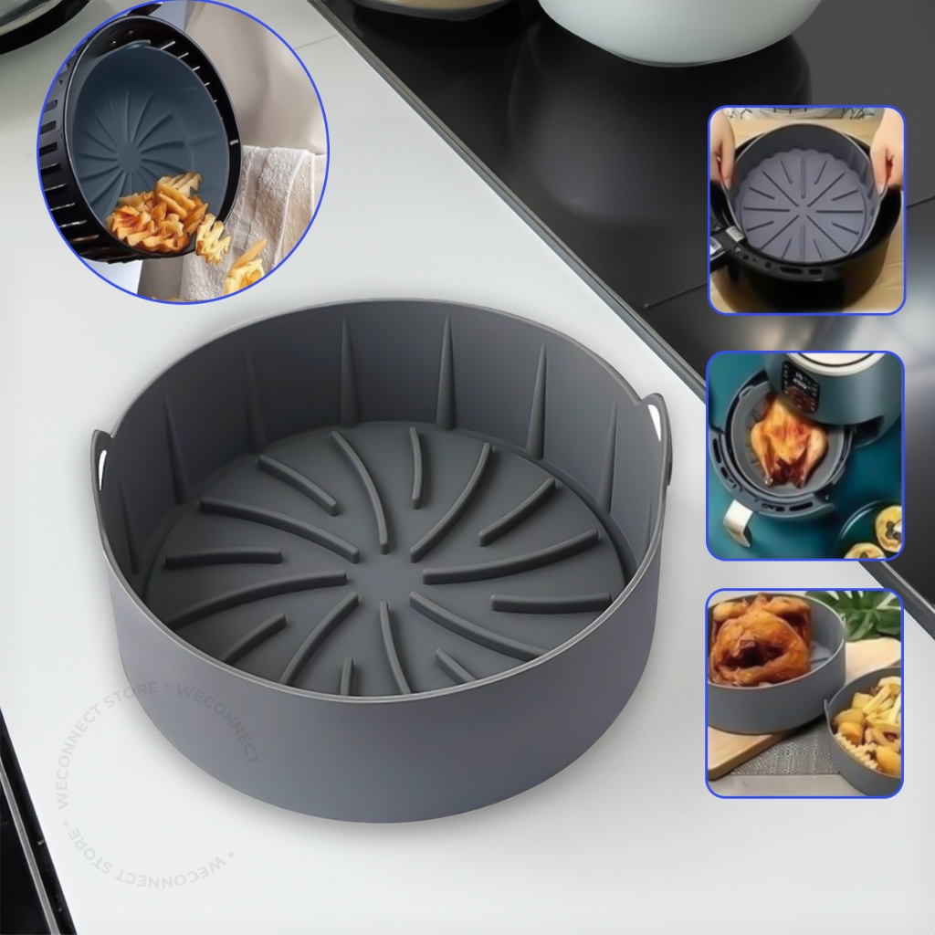 Kit 2 Forma de Silicone Air Fryer Assadeira Fritadeira Antiaderente Redonda