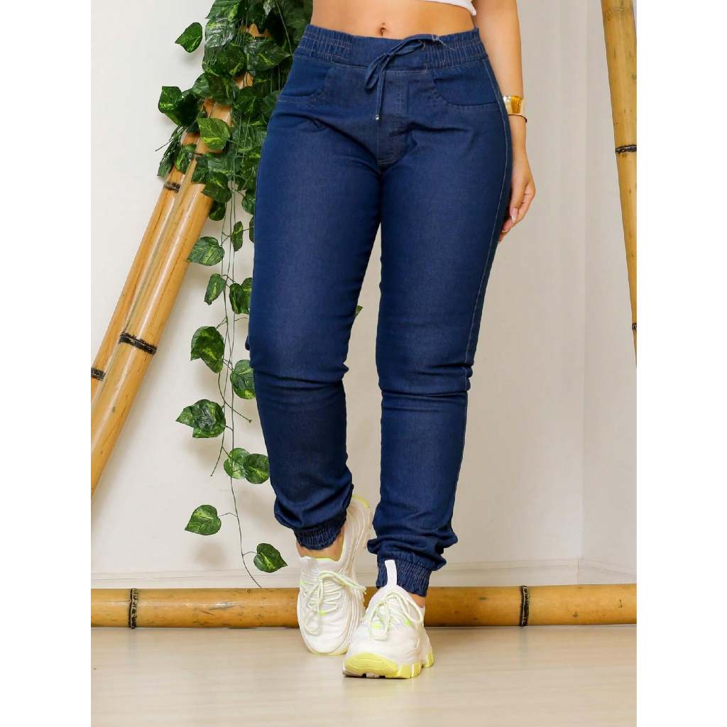 Calça Legging Fake Jeans Claro com Rasgo Jeans Claro - Azul Escuro