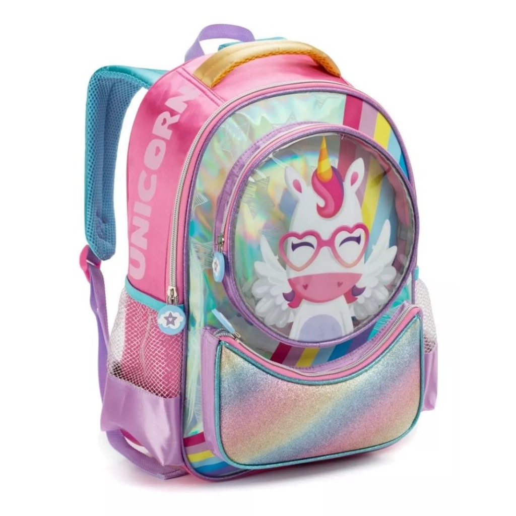 Mochila Unicórnio Magic Feminina 3D Escolar Infantil Grande Menina