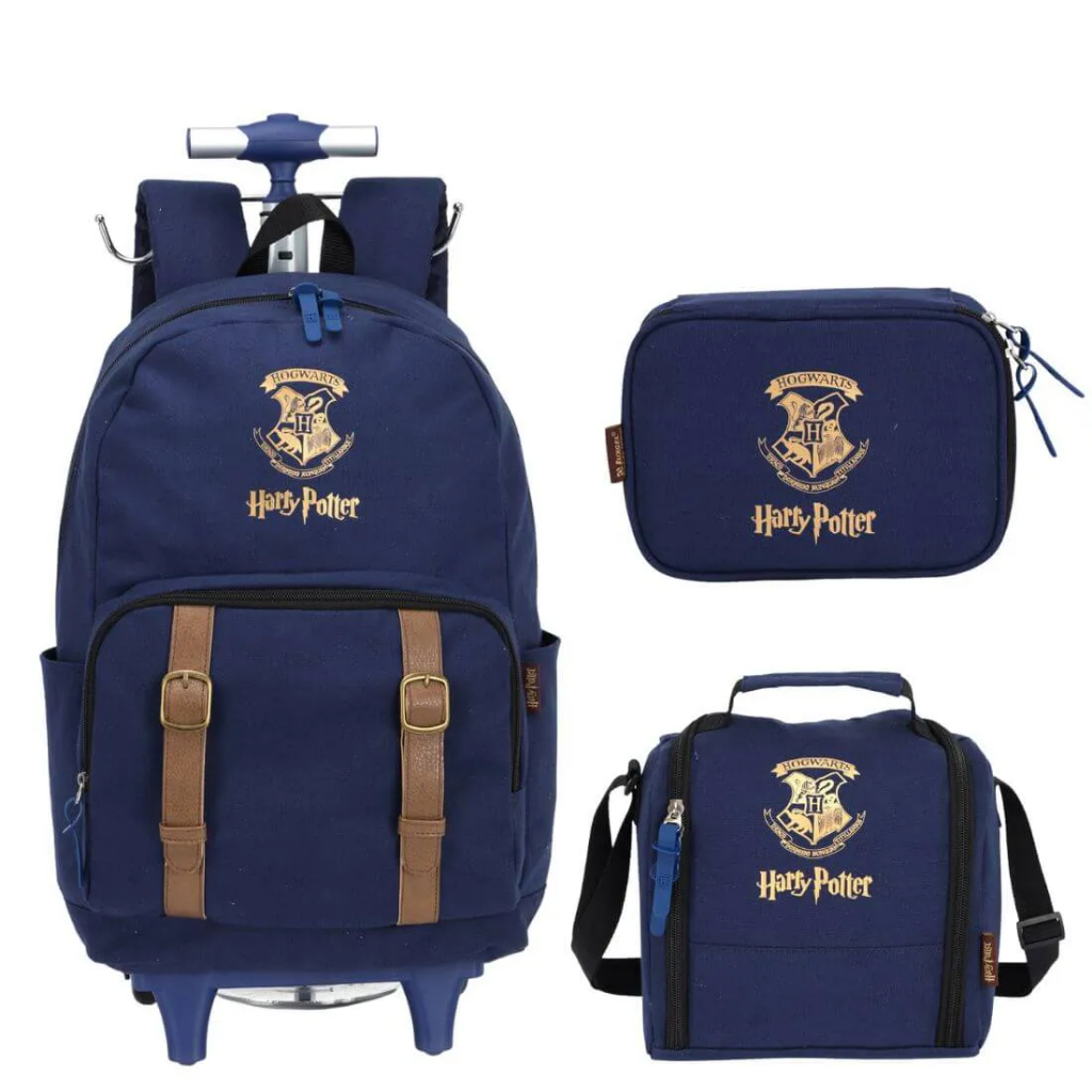 Kit Mochila de Rodinhas + Estojo + Lancheira Harry Potter - Luxcel ...