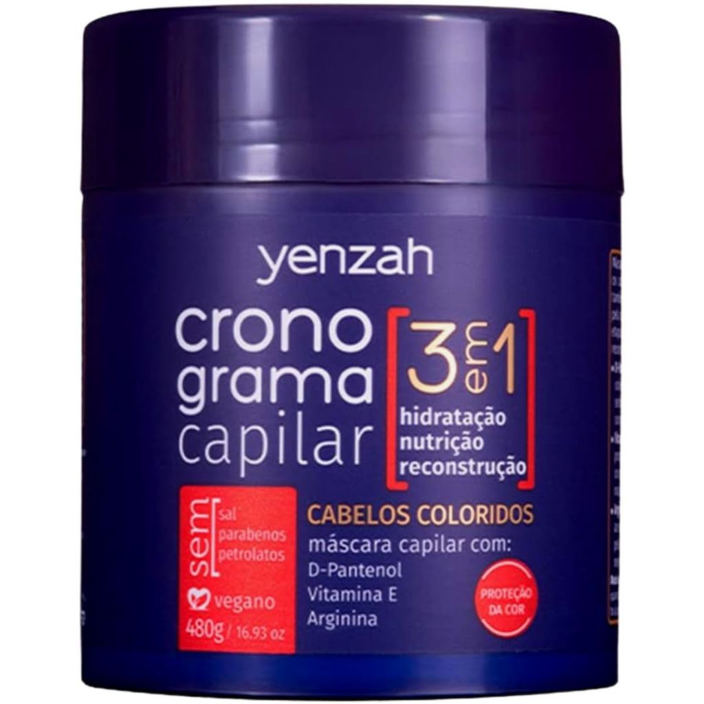 Máscara Cronograma 3 Em 1 Yenzah Para Cabelos Coloridos 480g | Shopee ...