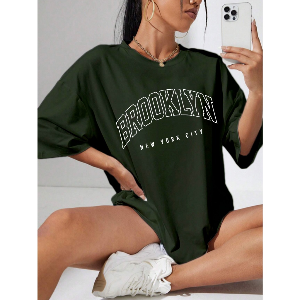 Camiseta Streetwear Feminina Estampada Brooklyn Cidade Nova York Skate ...