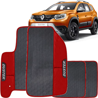 LINDO JOGO TAPETE 4 PEÇAS CARRO AUTOMOTIVO NA COR VERMELHO RENAULT DUSTER 2017 A 2021 TODOS EMBORRACAHDO ECOLOGICO