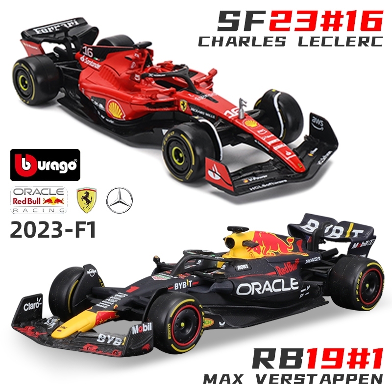 Miniatura Fórmula F1 Oracle Red Bull Racing RB18 e RB19 - #1 Max Verstappen (2022) (2023) - 1:43 - Bburago