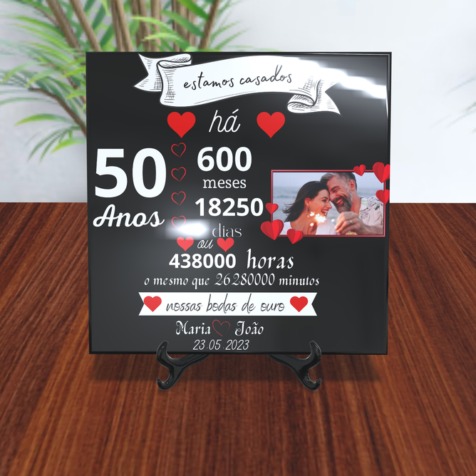 Azulejo Personalizado Anos De Amor Risos E Cumplicidade Bodas De Casados Shopee Brasil 7094