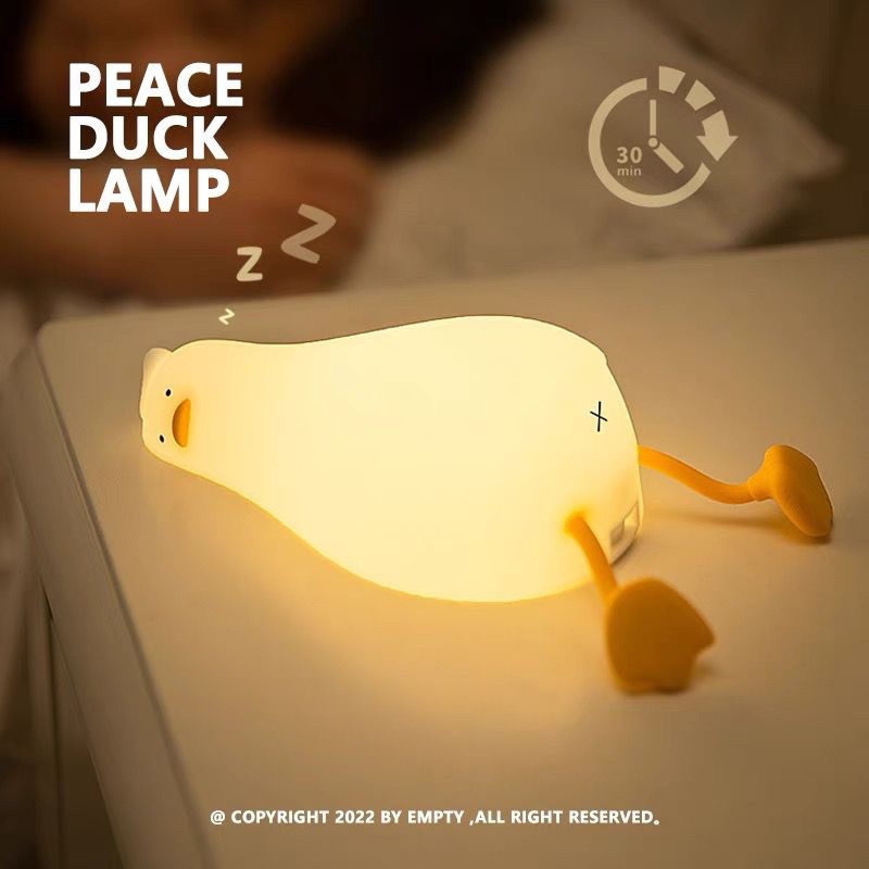 Luminária Noturna De Silicone De Patinho Fofo Led Mesa Apoio Celular Decorativo Usb