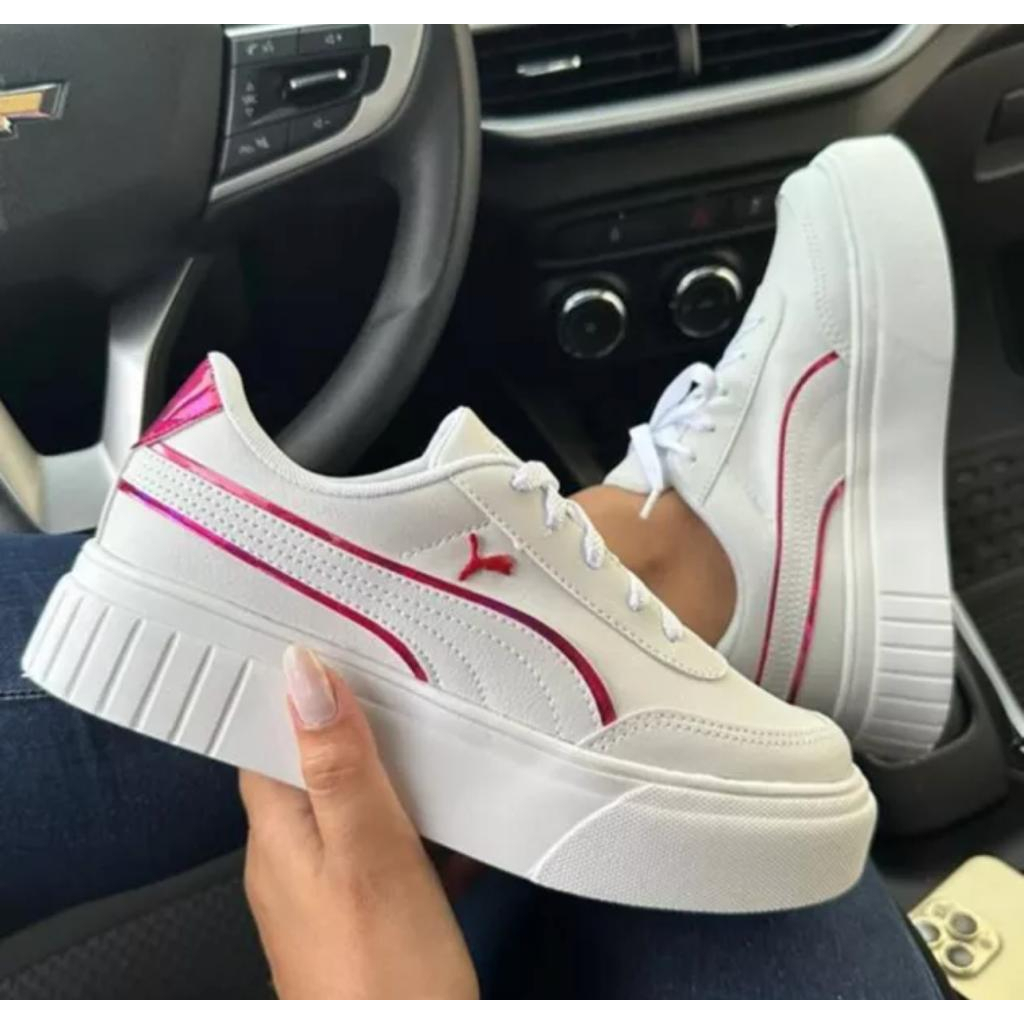 Tenis Feminino Puma Meyse Plataforma Branco Novo Lançamento