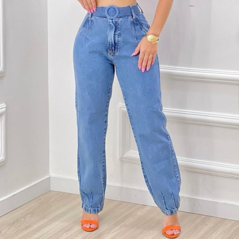 Calça Feminina Mom Jeans Cintura Alta Moda Blogueira