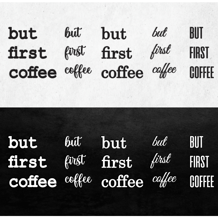 Quadro decorativo para cantinho do café frase But First Coffee mdf 3mm Frase café