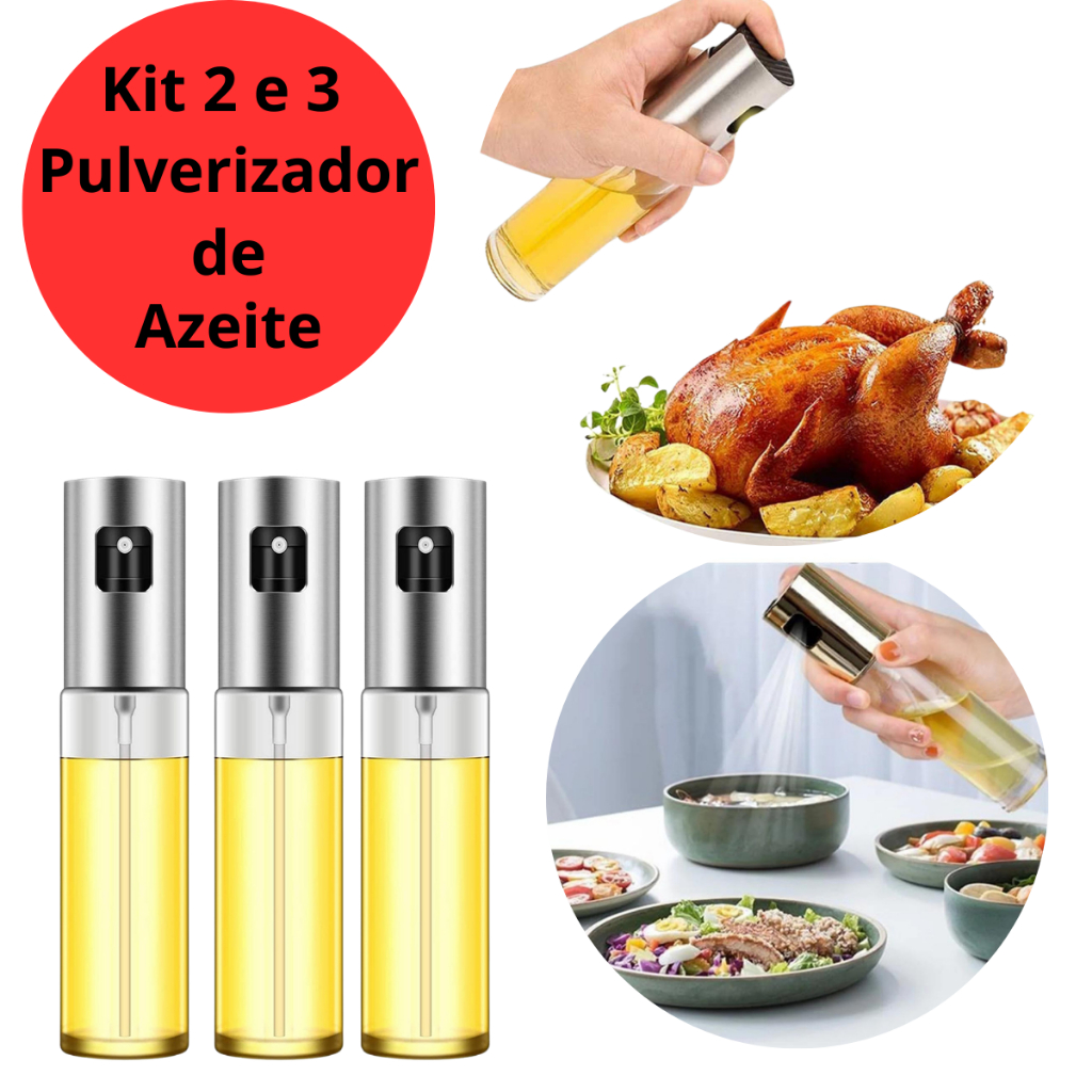 Kit 2 ou 3 Borrifadores de Azeite Vinagre Spray Pulverizador 100ml Barato