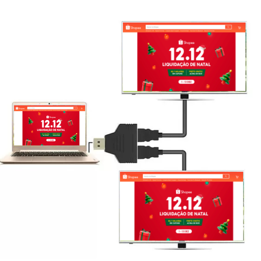 Adaptador Duplicador de Imagem Hdmi para Duas telas HDMI