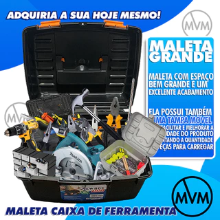 Kit 3 Maleta Caixa de Ferramentas Plástica Grande Completa Alta Organizadora Resistente Pesca