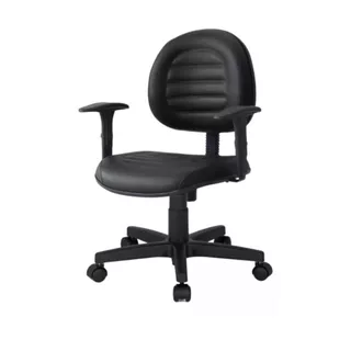 Cadeira De Escritório Executiva Luxo com Costura Nr 17 Abnt Ergonomica Braco Vinil Preto
