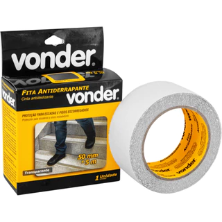 Fita Antiderrapante 5 Metros x 50mm Transparente Vonder - Escadas Pisos Lisos e Escorregadios