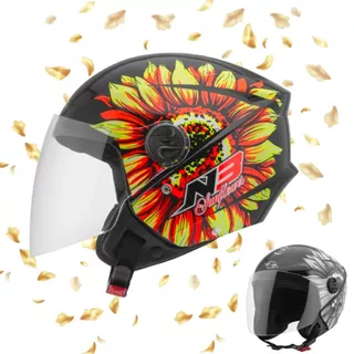 Capacete Aberto New Liberty 3 Sunflower Brilhante Pro Tork Novo Lançamento Viseira Cristal