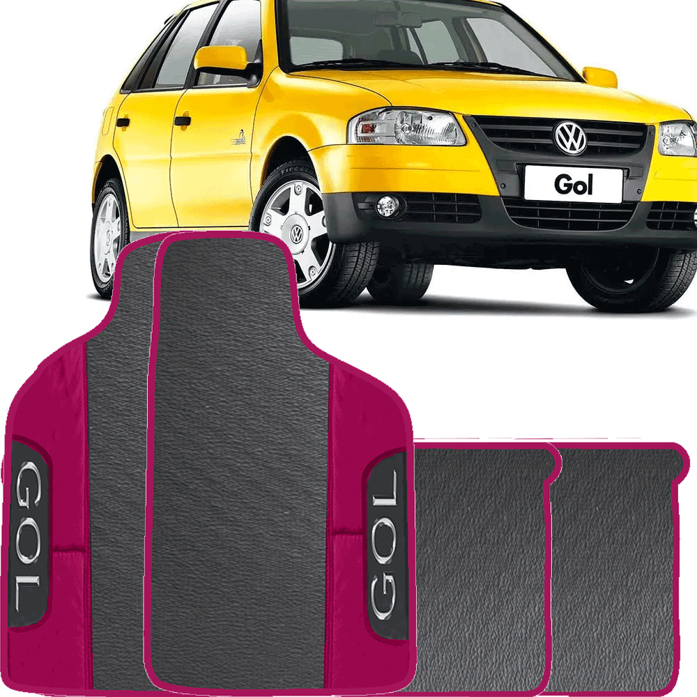 LINDO JOGO TAPETE 4 PEÇAS CARRO AUTOMOTIVO NA COR ROSA VOLKSWAGEN GOL ...