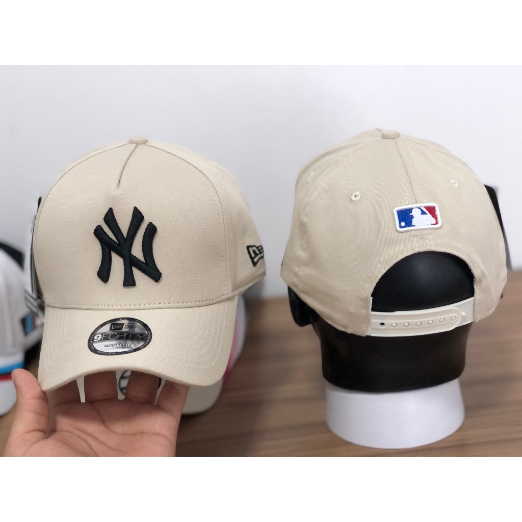 Boné Aberto New Era Aba Curva New York Yankees Bege Nude Shopee Brasil