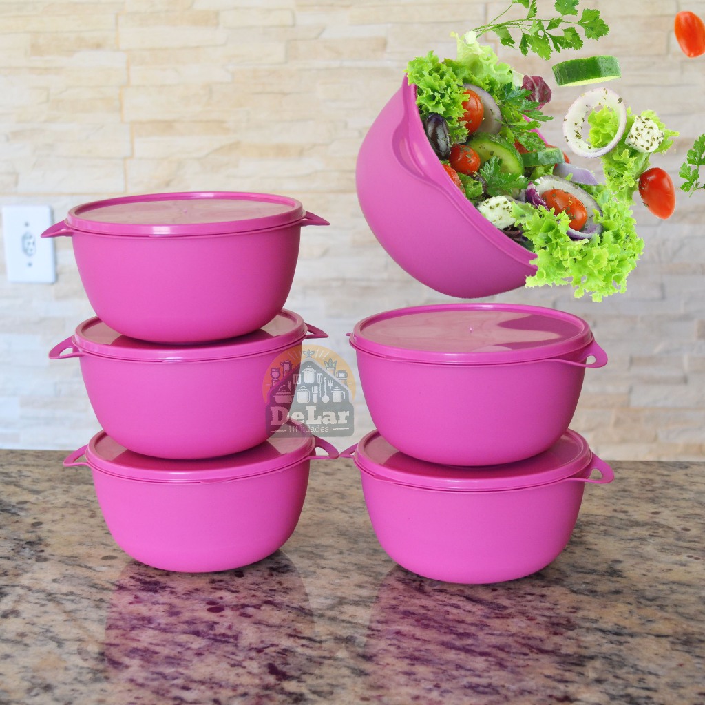 Kit 6 Saladeira Vasilhas Plastico 1 Litro Cozinha/ Melhor Qualidade, Freezer e Micro-ondas