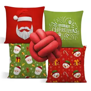 Kit Com 04 Almofadas Natal Completo Capa + Refil + Nozinho
