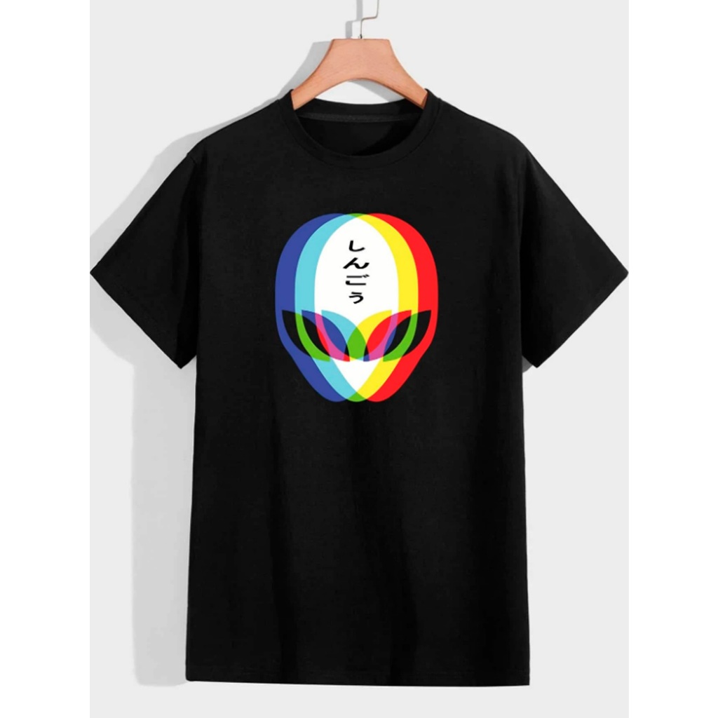 Camiseta Oversized Manga Curta T-Shit Estampa Olografica Alien Ovine 3D Blusa Tumbrl Streetwear Area 51 Alienígena Streetwear Unissex