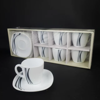 Conjunto de Xícaras com Pires Cafezinho Quadrada 100ml Opaline C/ 6 Und