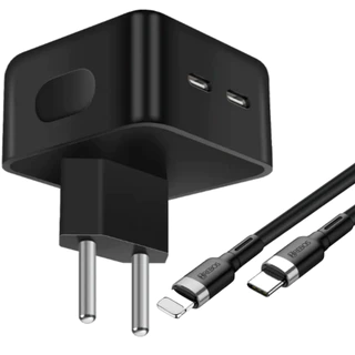 Carregador Para iPhone Turbo Duplo USB-C 40w Cabo Lightning Tomada Dupla Saída Compátivel iPhone