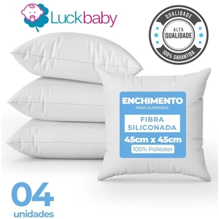 Kit 4 Enchimento de Almofadas Quadrada Refil de Fibra Siliconada