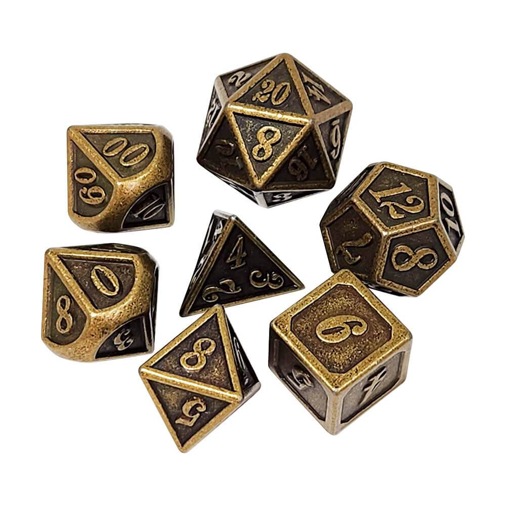 Conj. de dados Metálicos Ouro Velho RPG