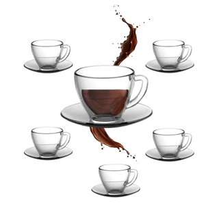 Jogo Xícaras Café Classica Com Pires 6 Peças 80 Ml Hauskraft