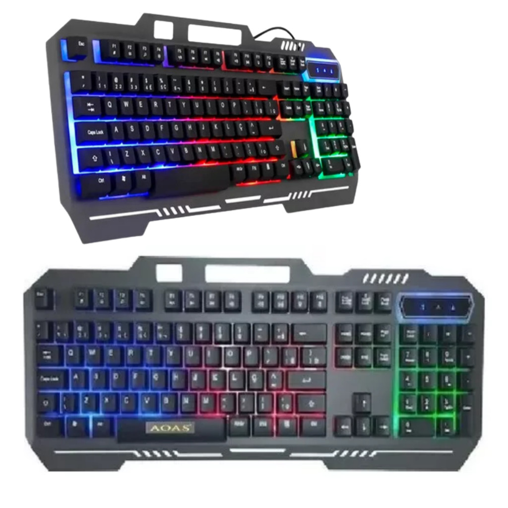 Teclado Gamer Rgb Luminoso Led Suporte Para Celular Jogos Metal