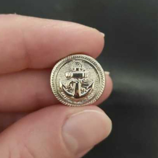 Botão Âncora Prateado Pezinho 15mm - 12 Unidades