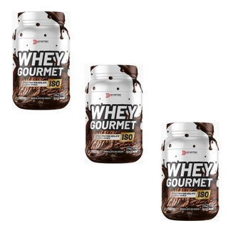 Kit com 3 Potes de Whey Protein Goumert Suplemento Sabor Chocolate Ice Cream - 900g ISO