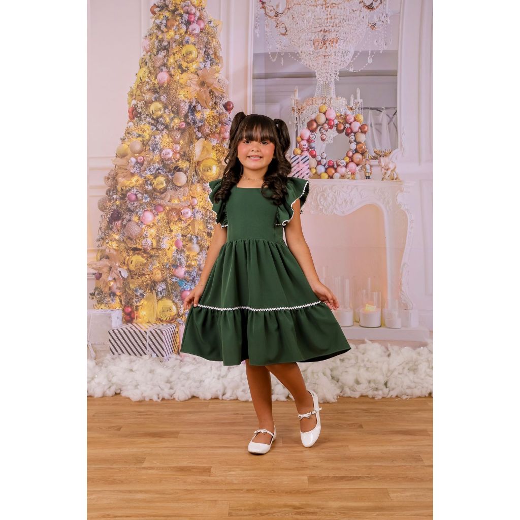 Vestido Infantil Vermelho Branco Natal Formatura Shopee Brasil